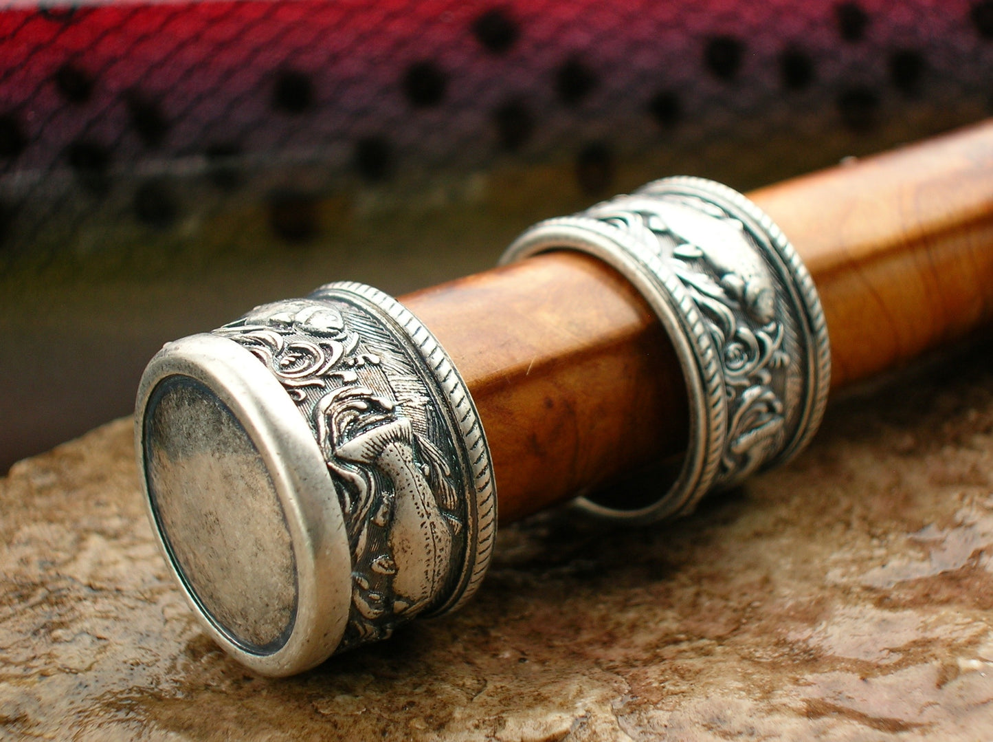 Trout Engraved Slide Band Reel Seat