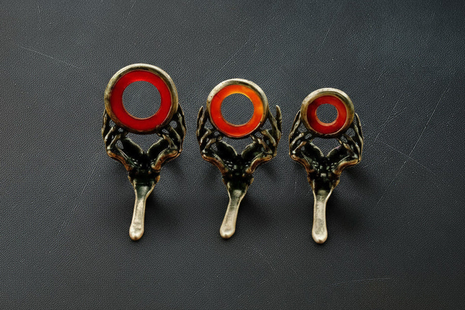 Reaper Agate Stripping Guide - Nickel Silver Frame - Red/Amber Stone