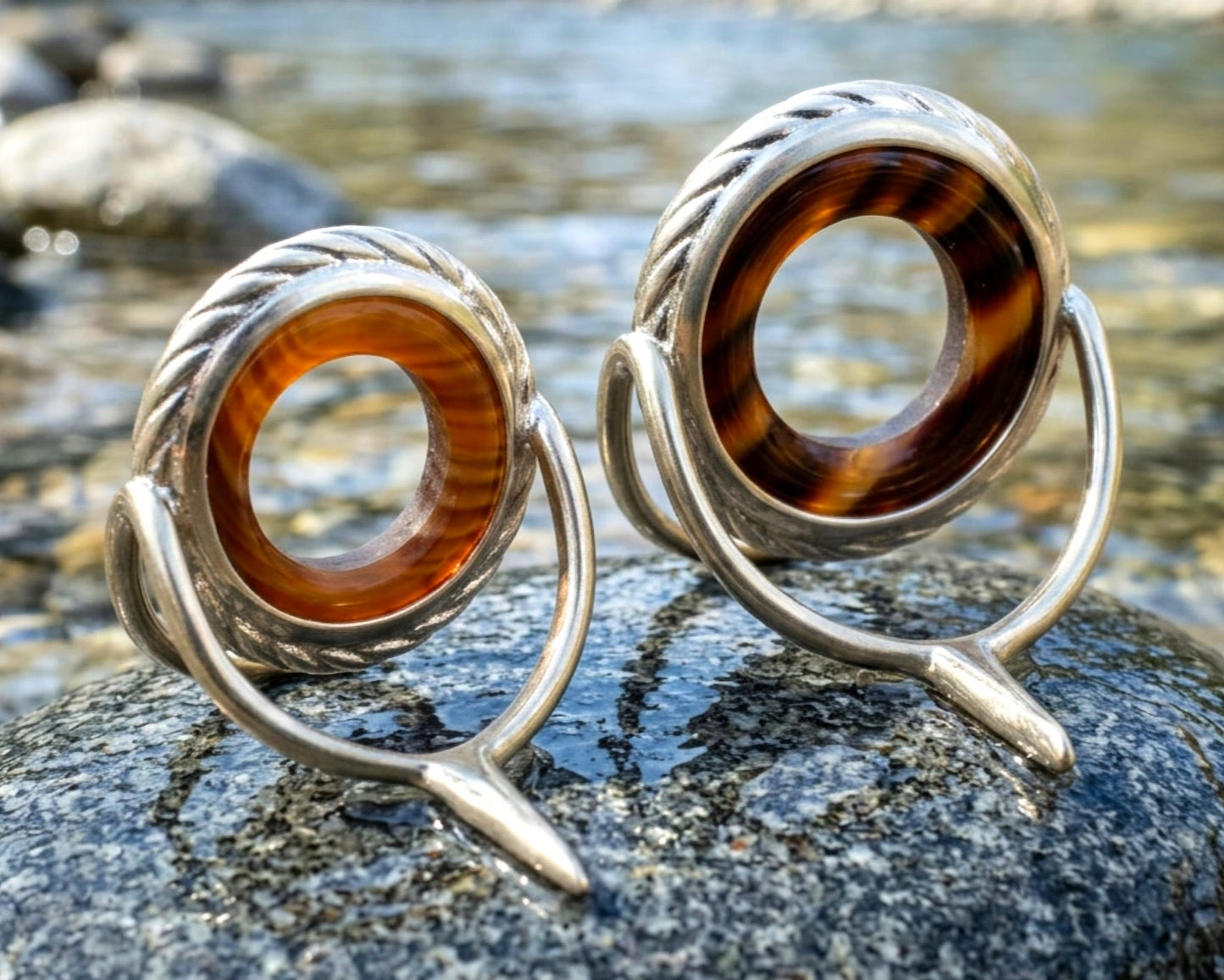Lemke Brown Agate Guide – Rope Knurl - Bright Frame