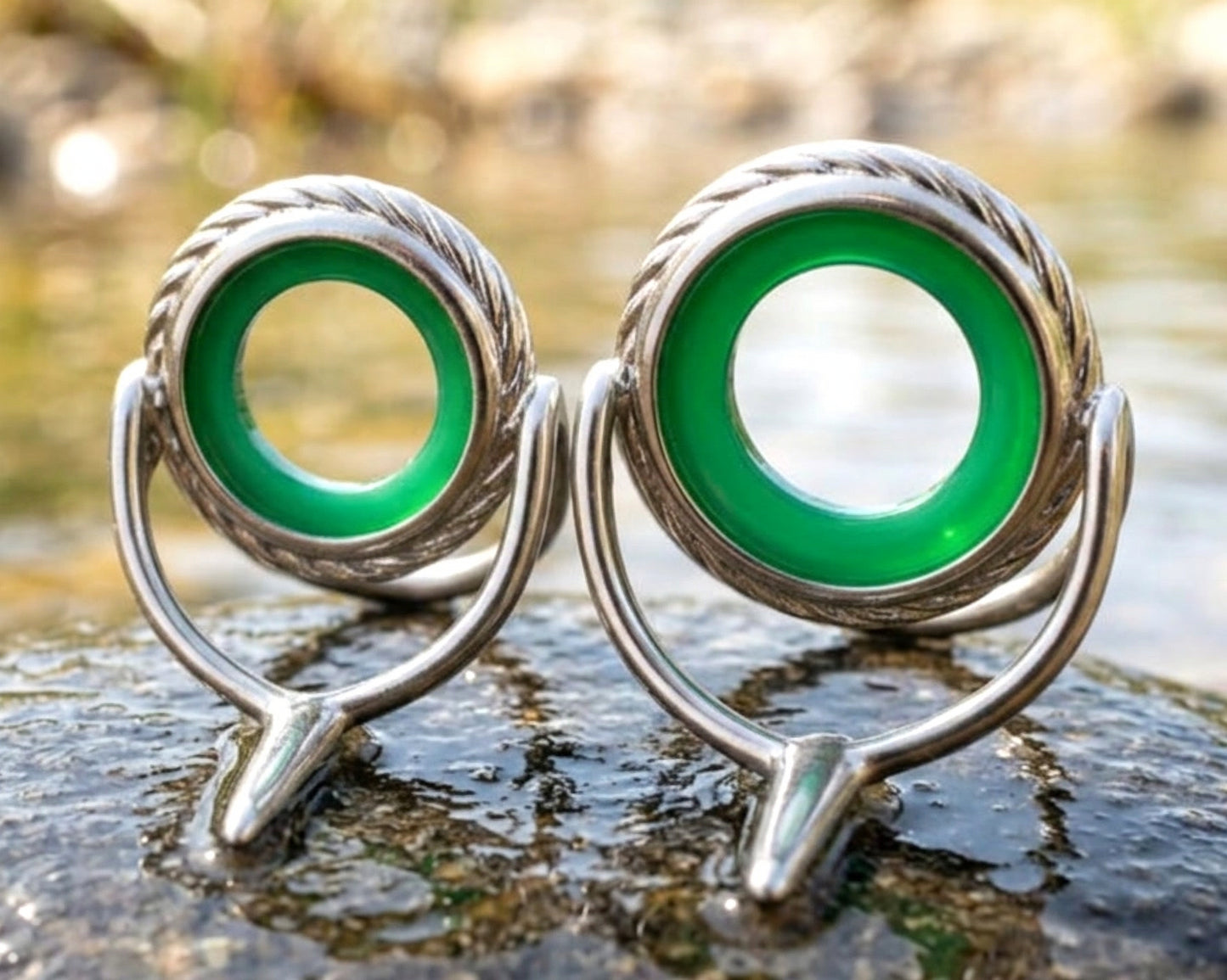 Lemke Green Agate Guide – Rope Knurl - Bright Frame