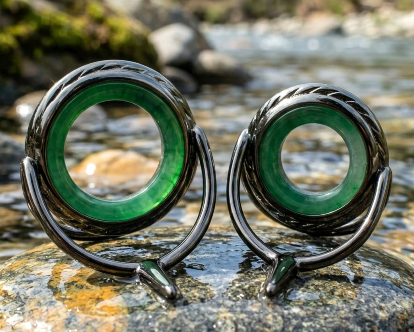 Lemke Green Agate Guide – Rope Knurl - Black Frame