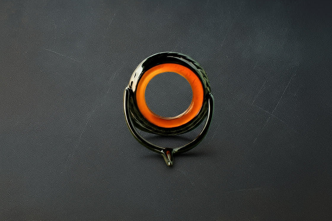 Lemke Amber Agate Guide – Rope Knurl, Black Frame