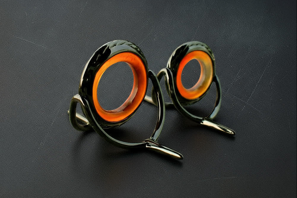 Lemke Amber Agate Guide – Rope Knurl, Black Frame