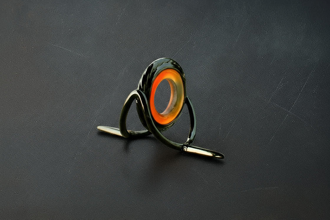 Lemke Amber Agate Guide – Rope Knurl, Black Frame