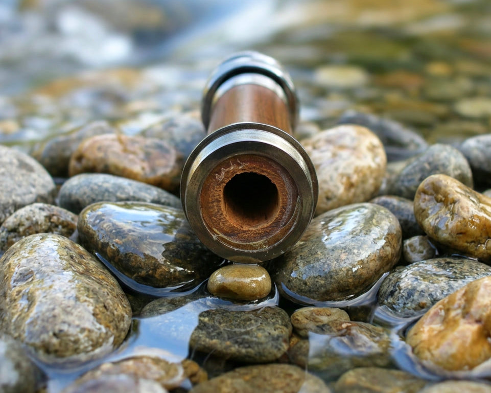 RM1 Reel Seat — Dark Nickel Uplocking - Walnut Insert
