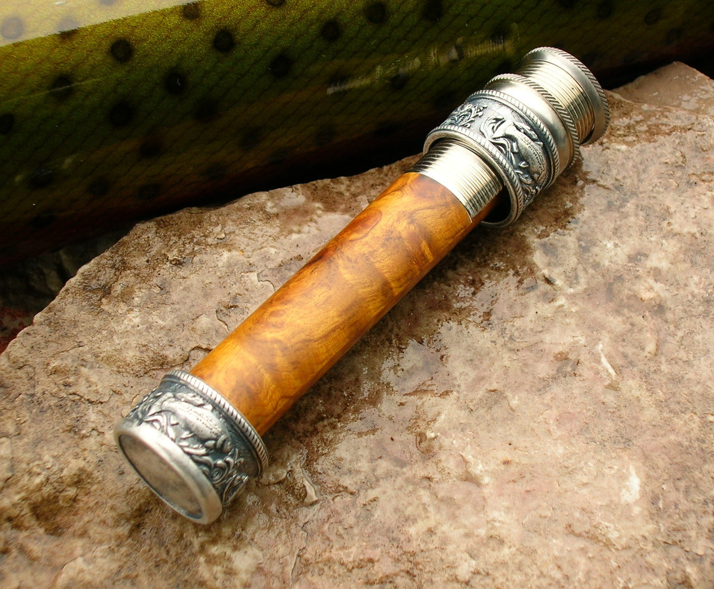 Trout Engraved Mortised Down-Locking Reel Seat