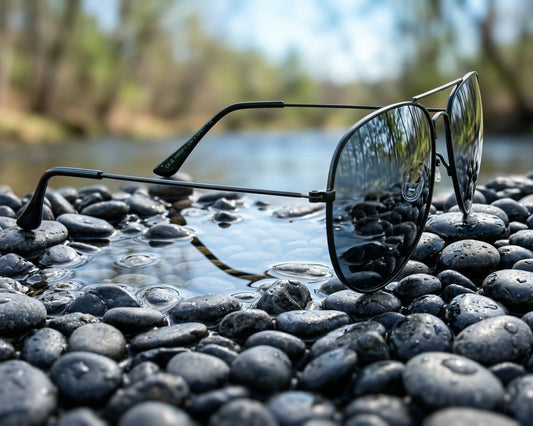 Polarized Aviator Sunglasses – Black Frame • Smoke Lenses