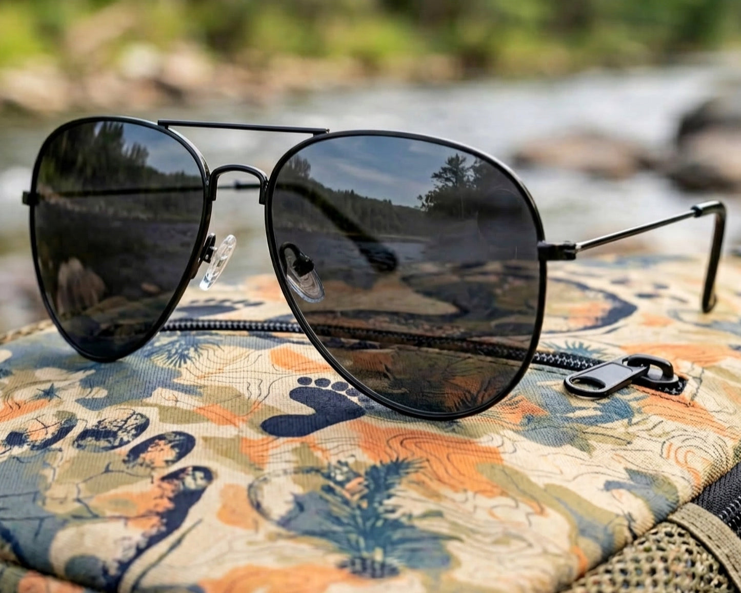 Polarized Aviator Sunglasses – Black Frame • Smoke Lenses