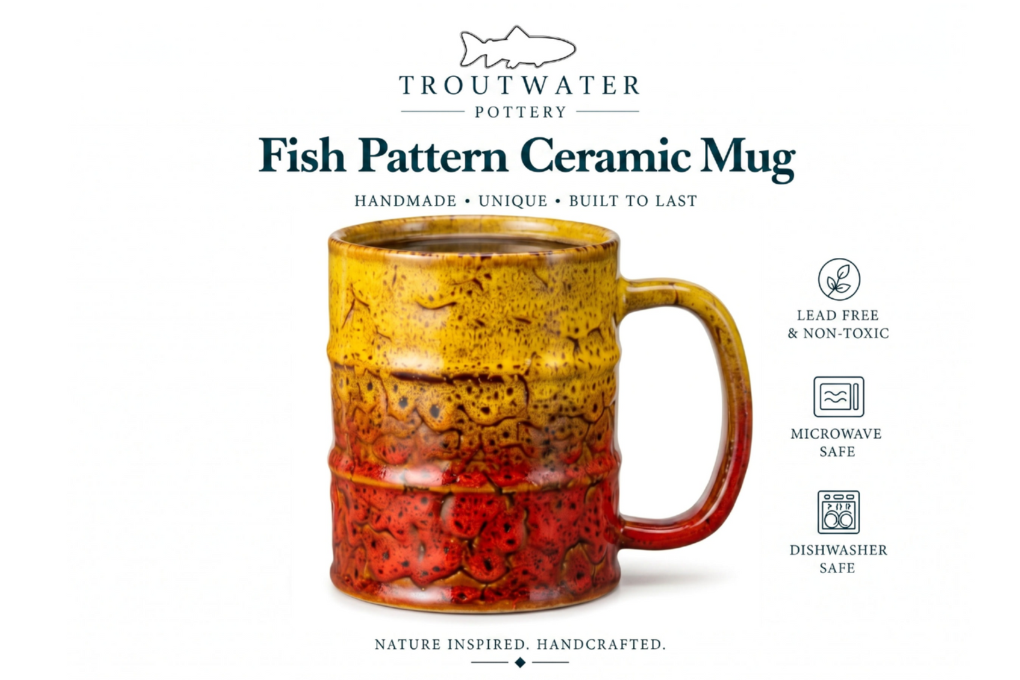 Abstract Brown Trout Mug — 12oz