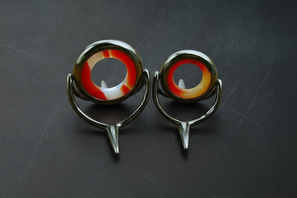 Lemke Red/Striped Agate Stripping Guide - Dark Nickel Frame