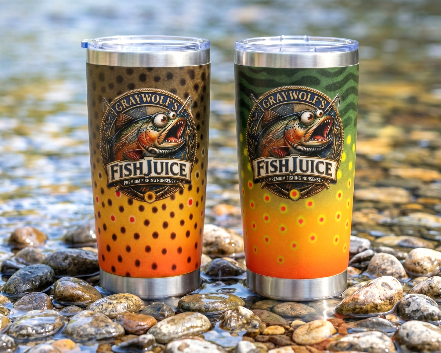Fish Juice Trout Pattern Travel Mug — 20oz