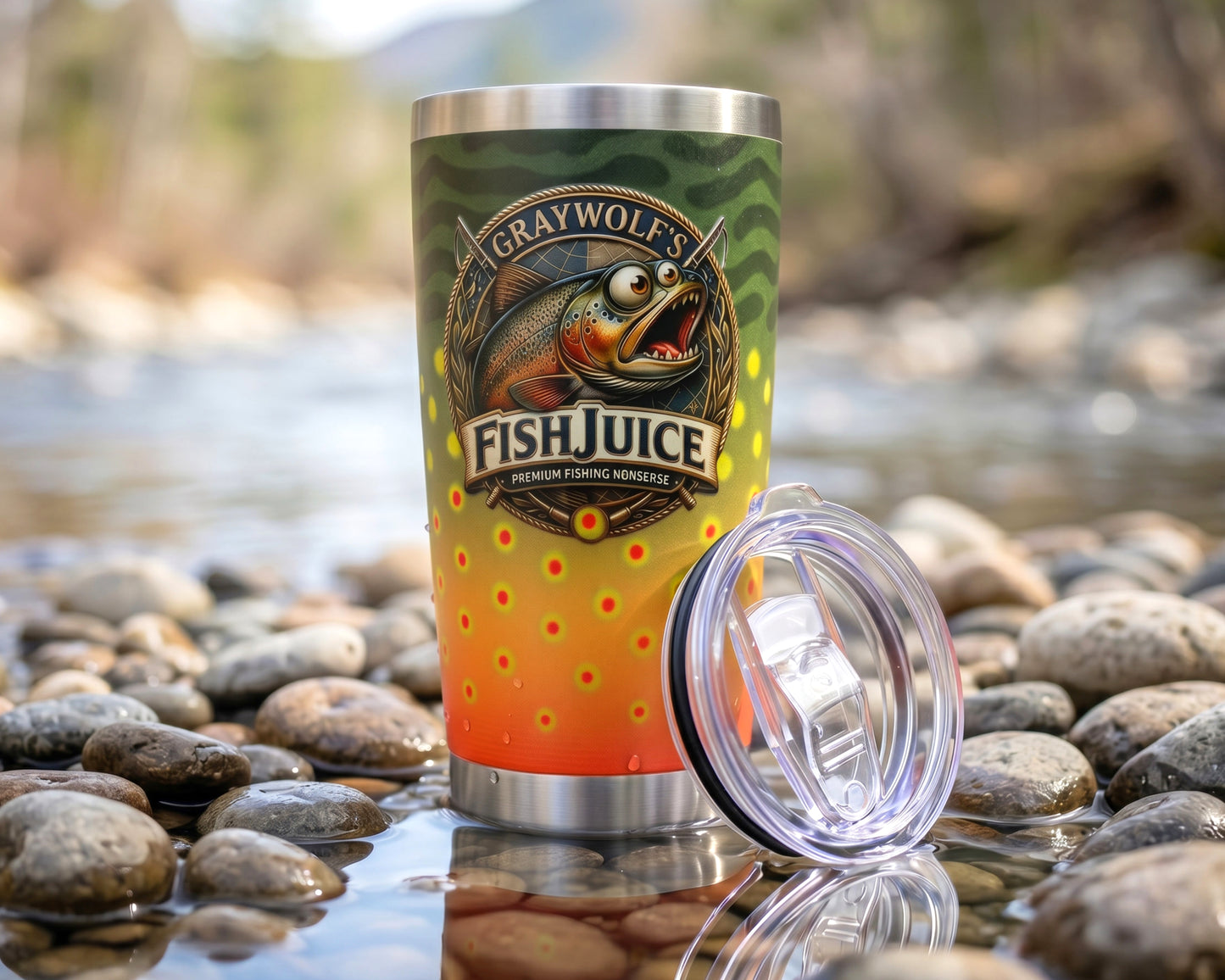 Fish Juice Trout Pattern Travel Mug — 20oz