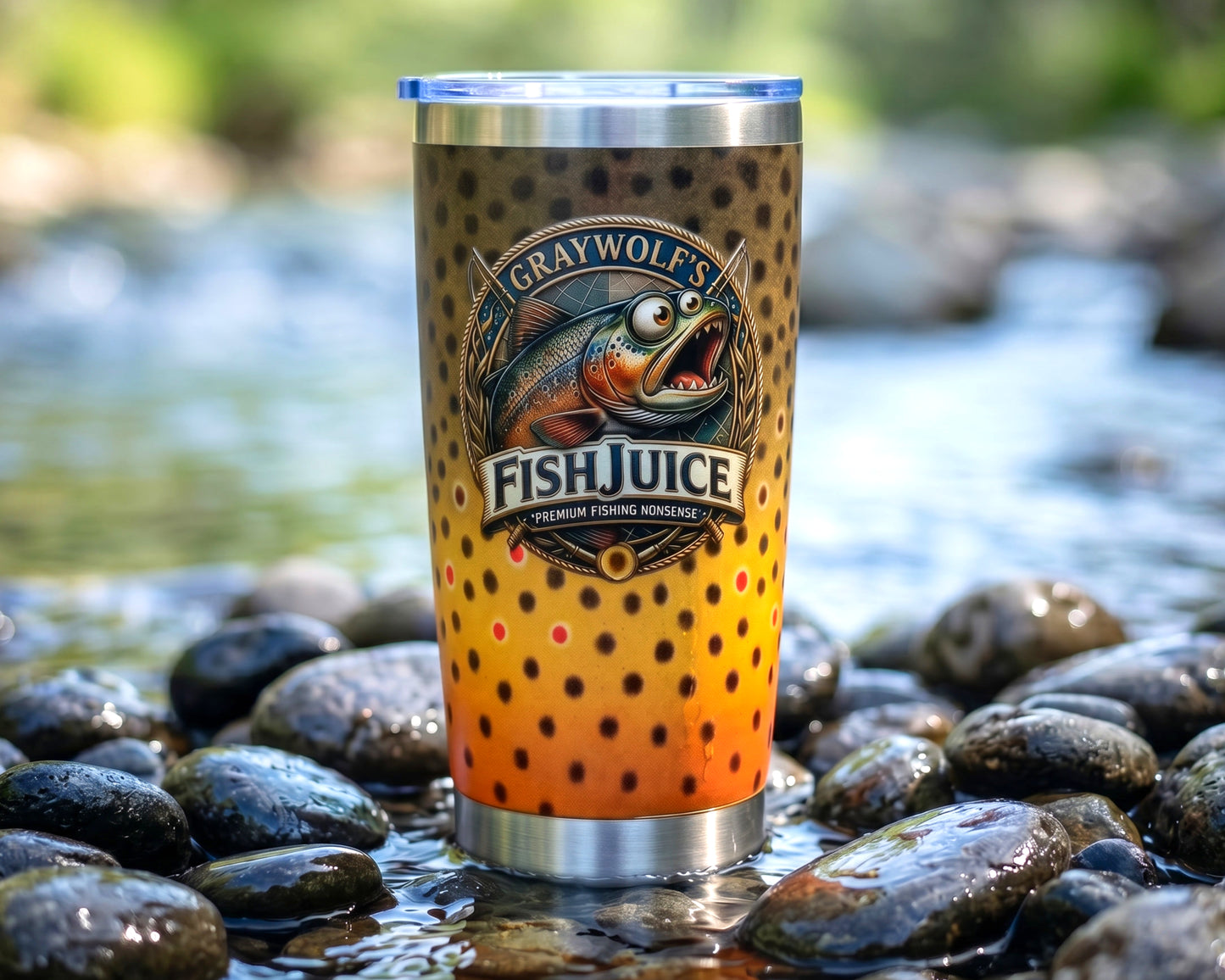 Fish Juice Trout Pattern Travel Mug — 20oz