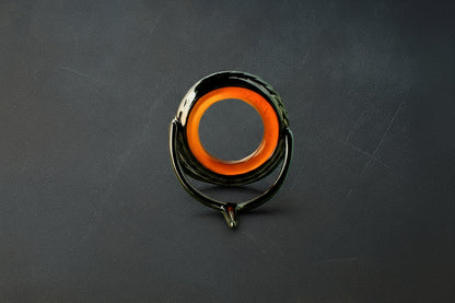 Lemke Amber Agate Guide – Rope Knurl, Black Frame