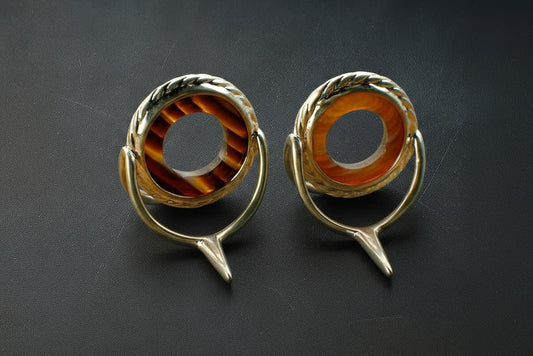 Lemke Brown Agate Guide – Rope Knurl, Bright Frame