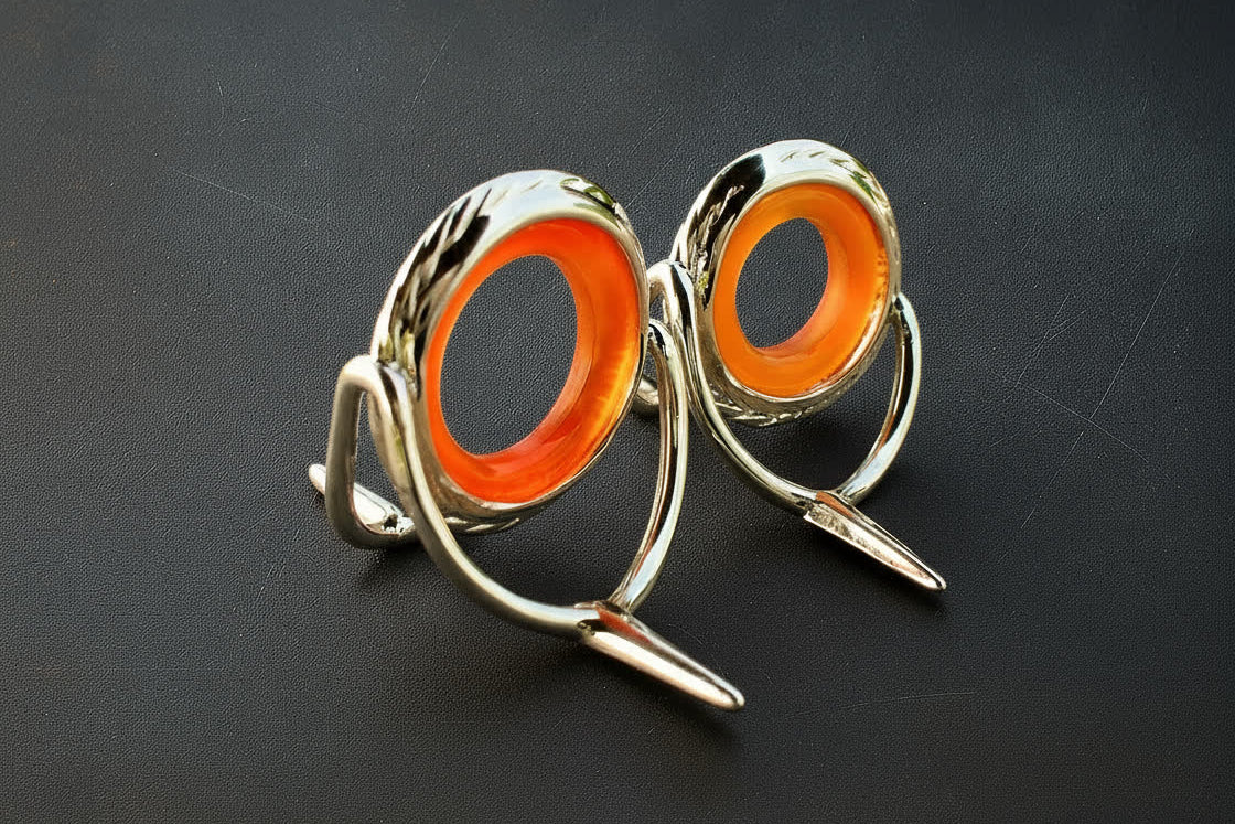 Lemke Amber Agate Guide – Rope Knurl, Bright Frame