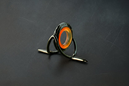 Lemke Amber Agate Guide – Rope Knurl, Black Frame