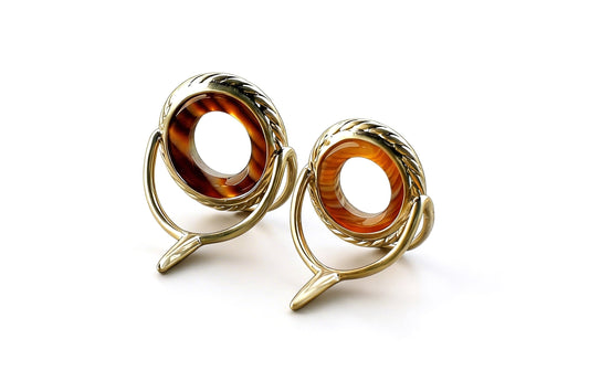 Lemke Brown Agate Guide – Rope Knurl - Bright Frame