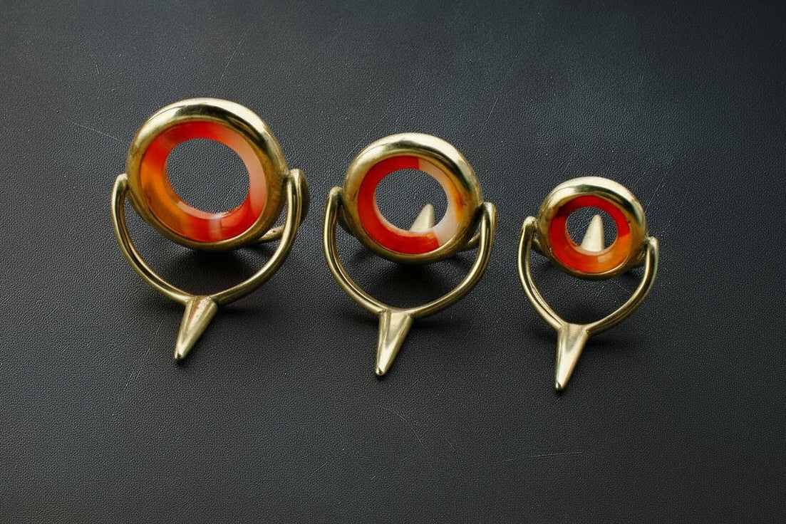 Lemke Red/Striped Agate Stripping Guide - Nickel Silver Frame