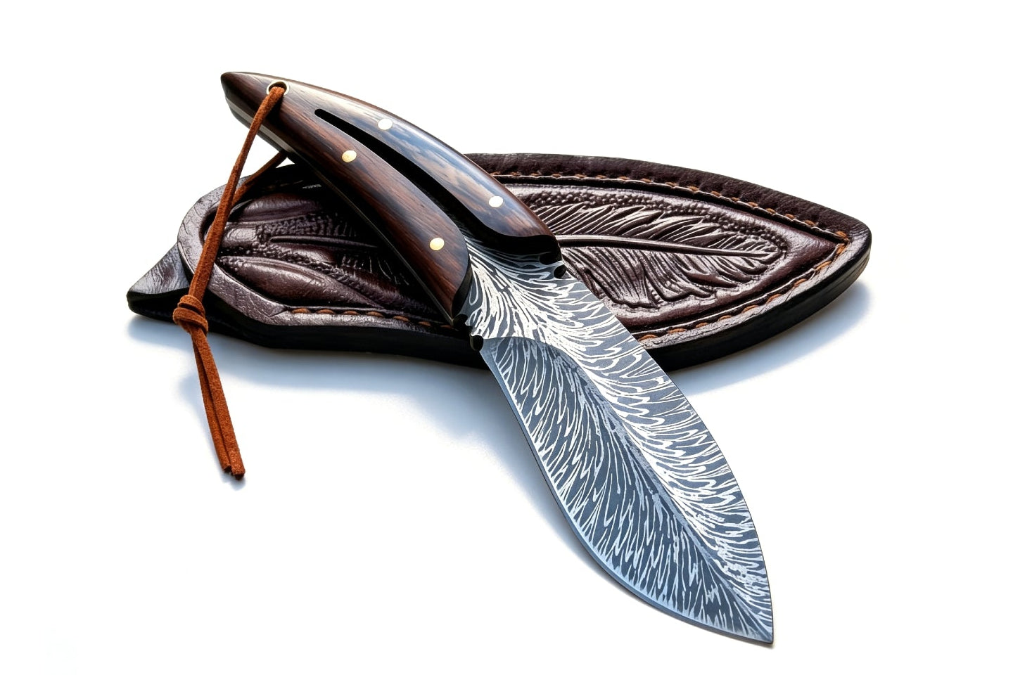 Decorative knife with a detailed blade on a white background