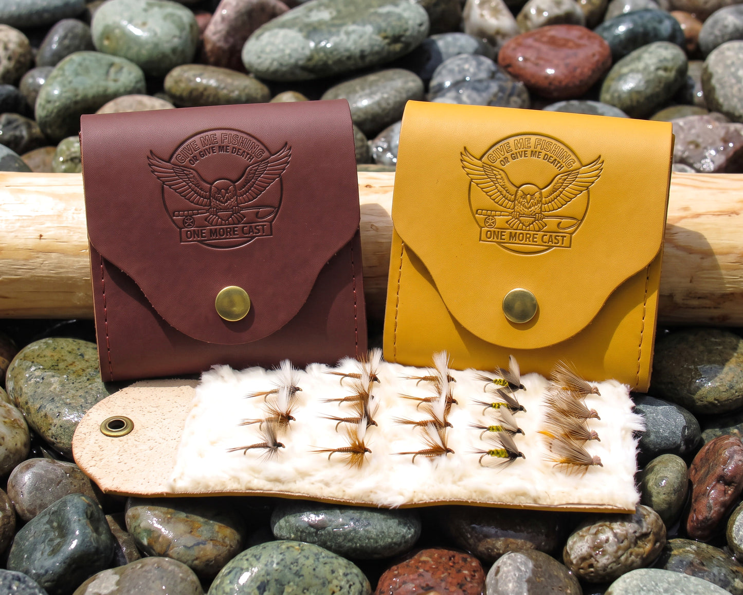 Eagle Give me Fishing or Give me Death - Fly Wallet – 3 1/8" x 3 1/8"