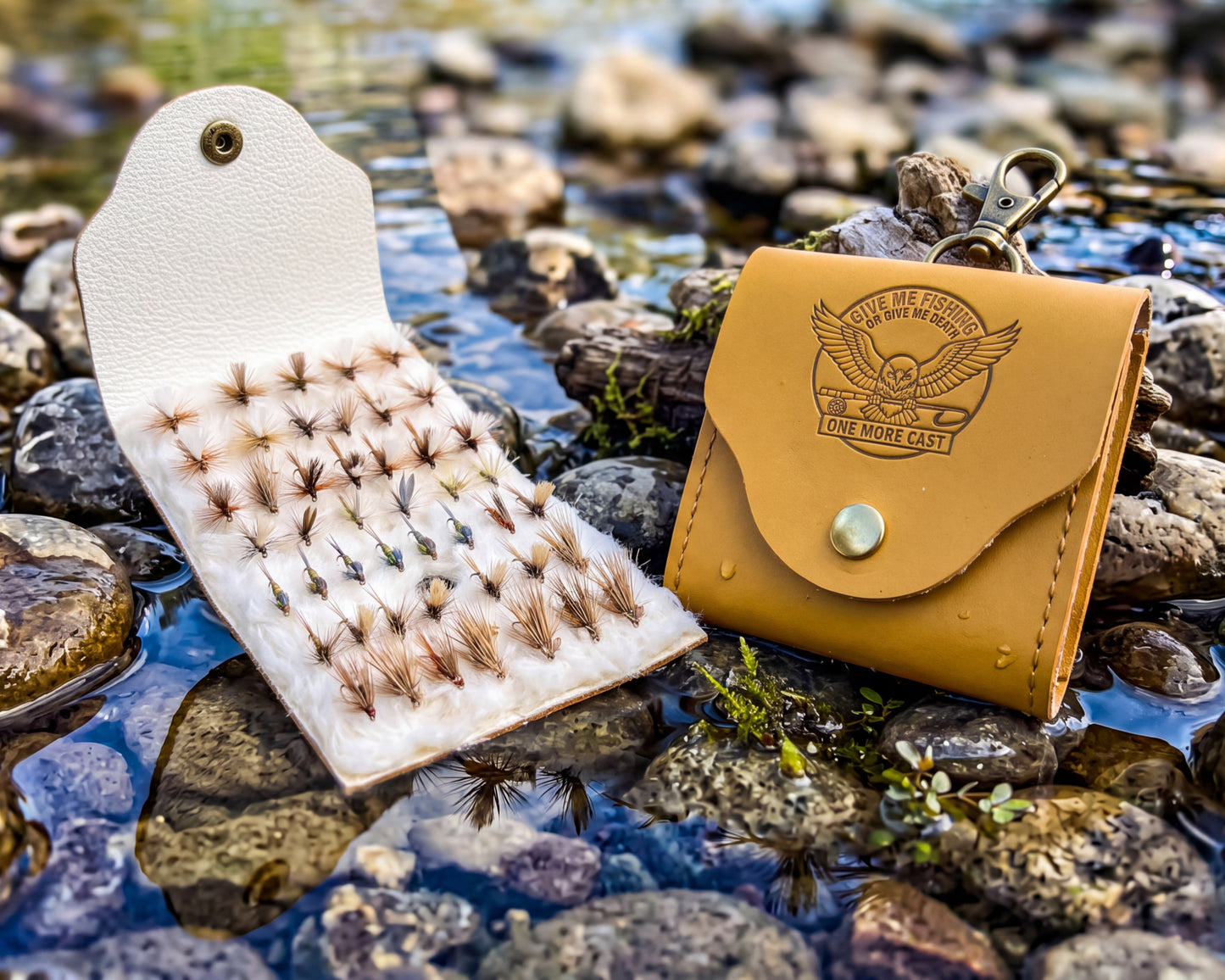 Eagle Give me Fishing or Give me Death - Fly Wallet – 3 1/8" x 3 1/8"