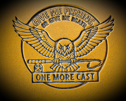 Eagle Give me Fishing or Give me Death - Fly Wallet – 3 1/8" x 3 1/8"