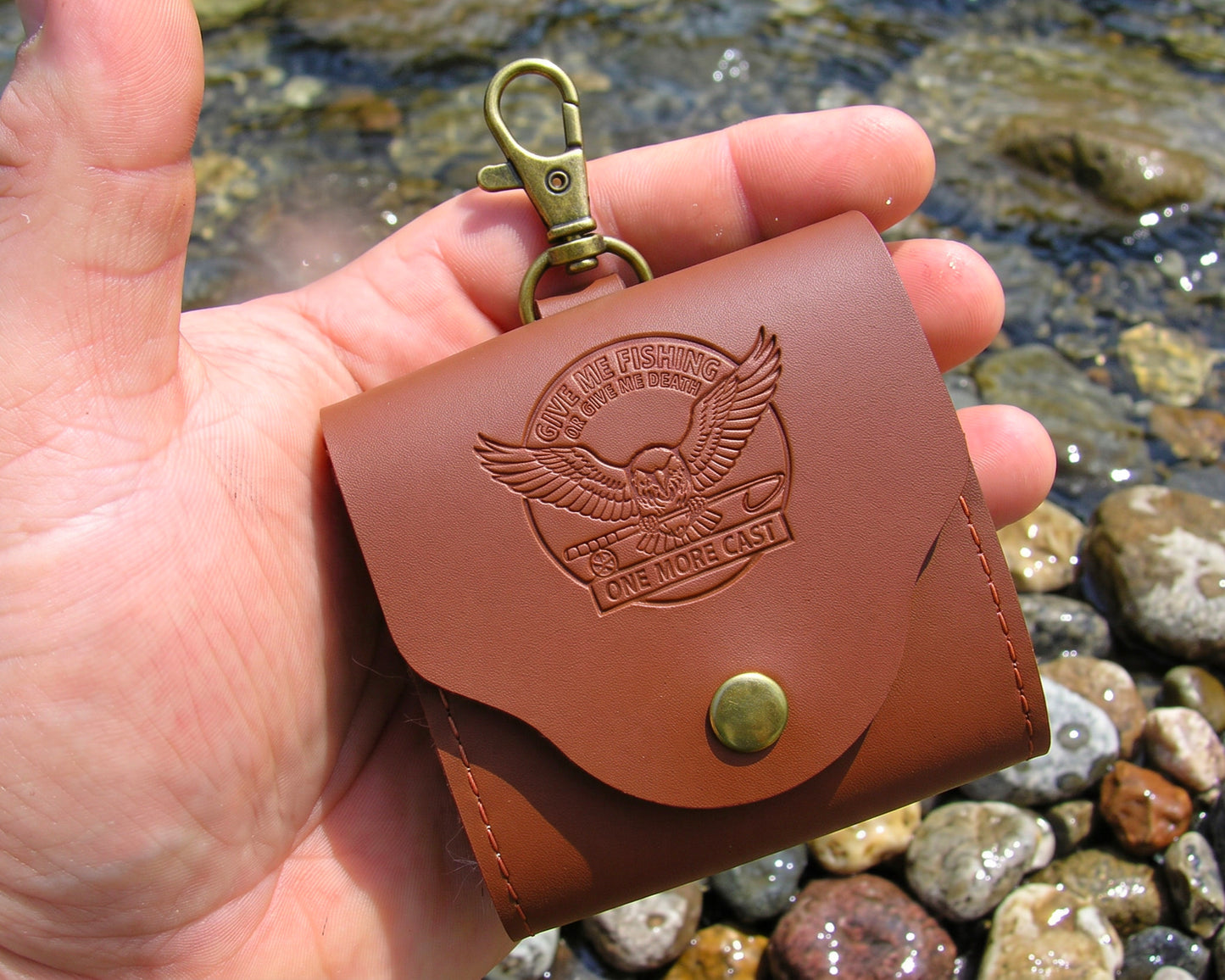 Eagle Give me Fishing or Give me Death - Fly Wallet – 3 1/8" x 3 1/8"