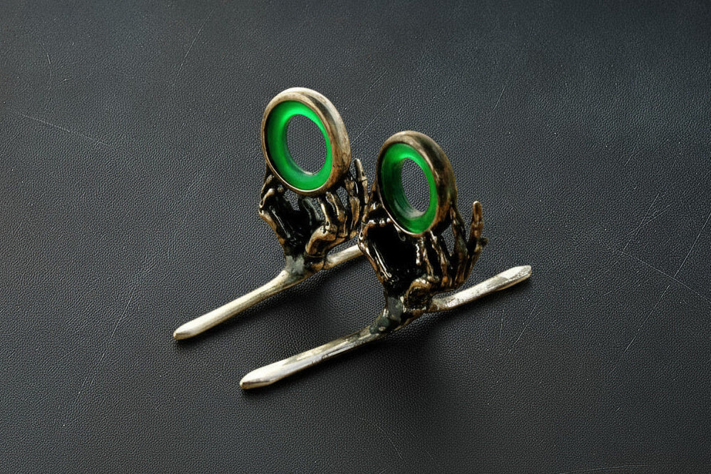 Reaper Agate Stripping Guide - Nickel Silver Frame - Green Stone