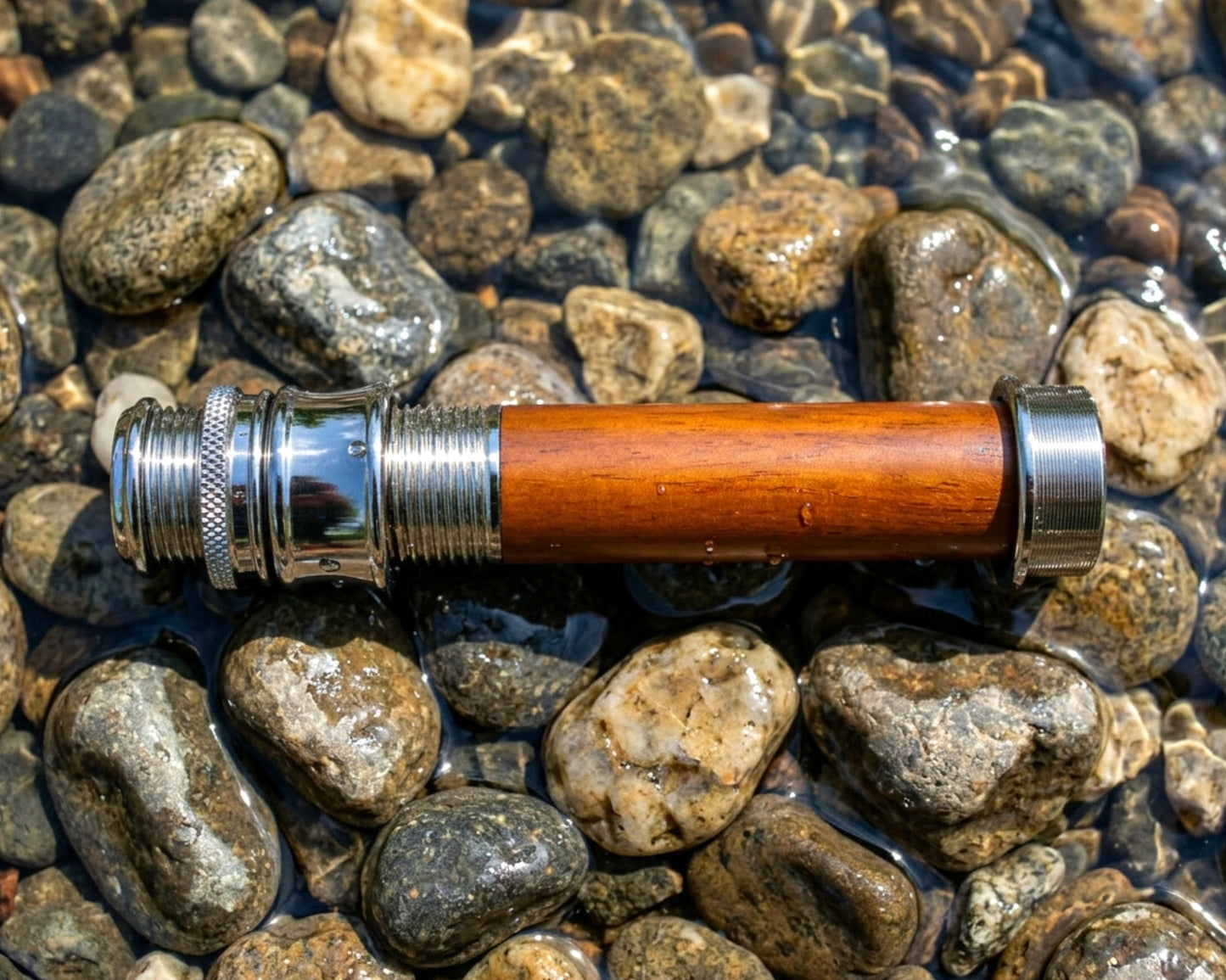 RM1 Reel Seat — Dark Nickel Uplocking - Walnut Insert