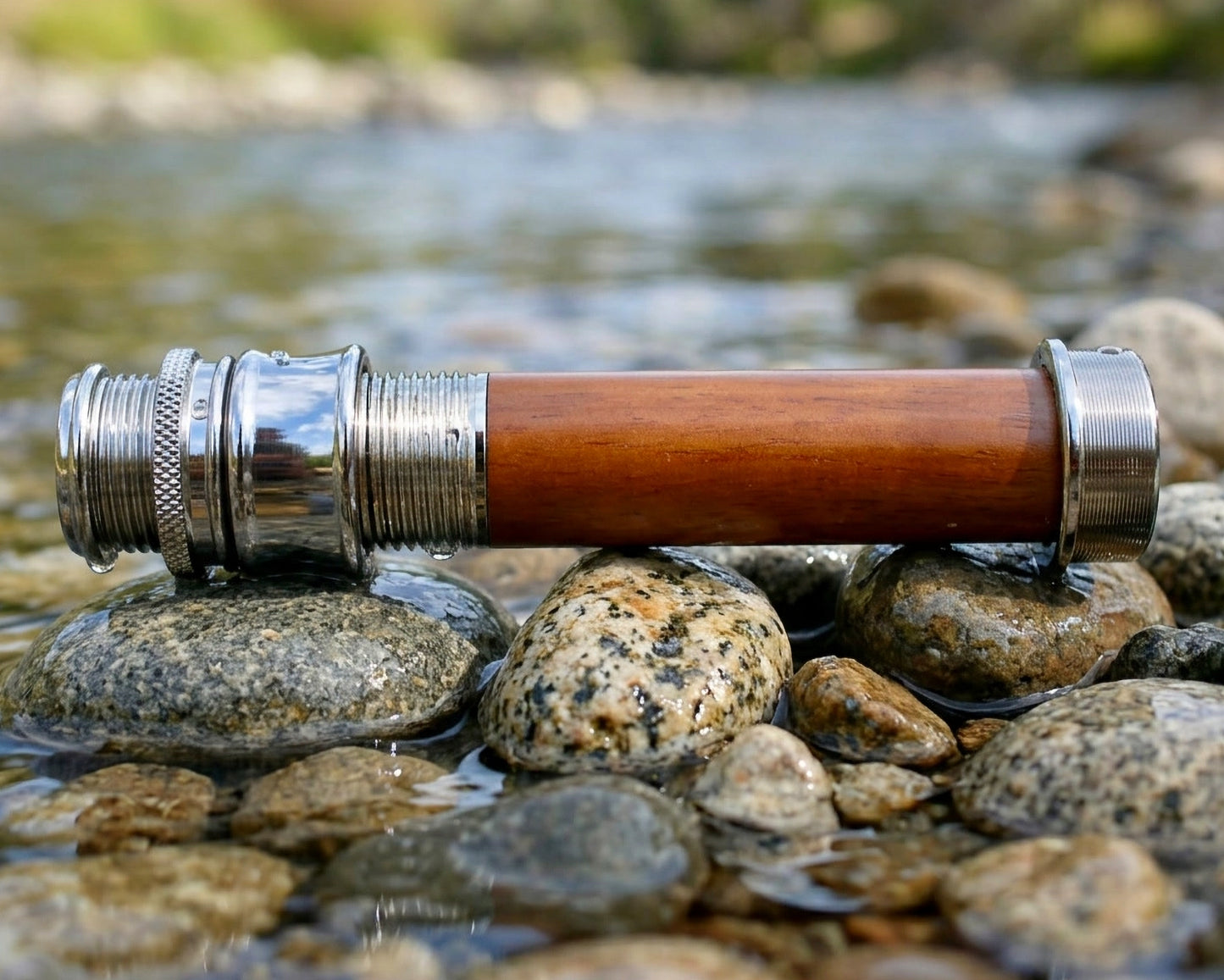 RM1 Reel Seat — Dark Nickel Uplocking - Walnut Insert
