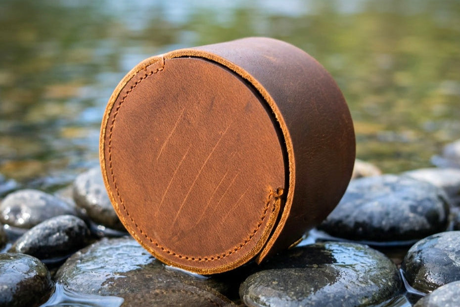 OMC Distressed Leather Reel Case - Small