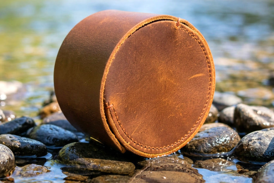OMC Distressed Leather Reel Case - Small