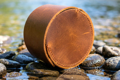 OMC Distressed Leather Reel Case - Small
