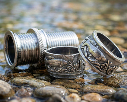 Trout Engraved Pocketed Reel Seat Hardware
